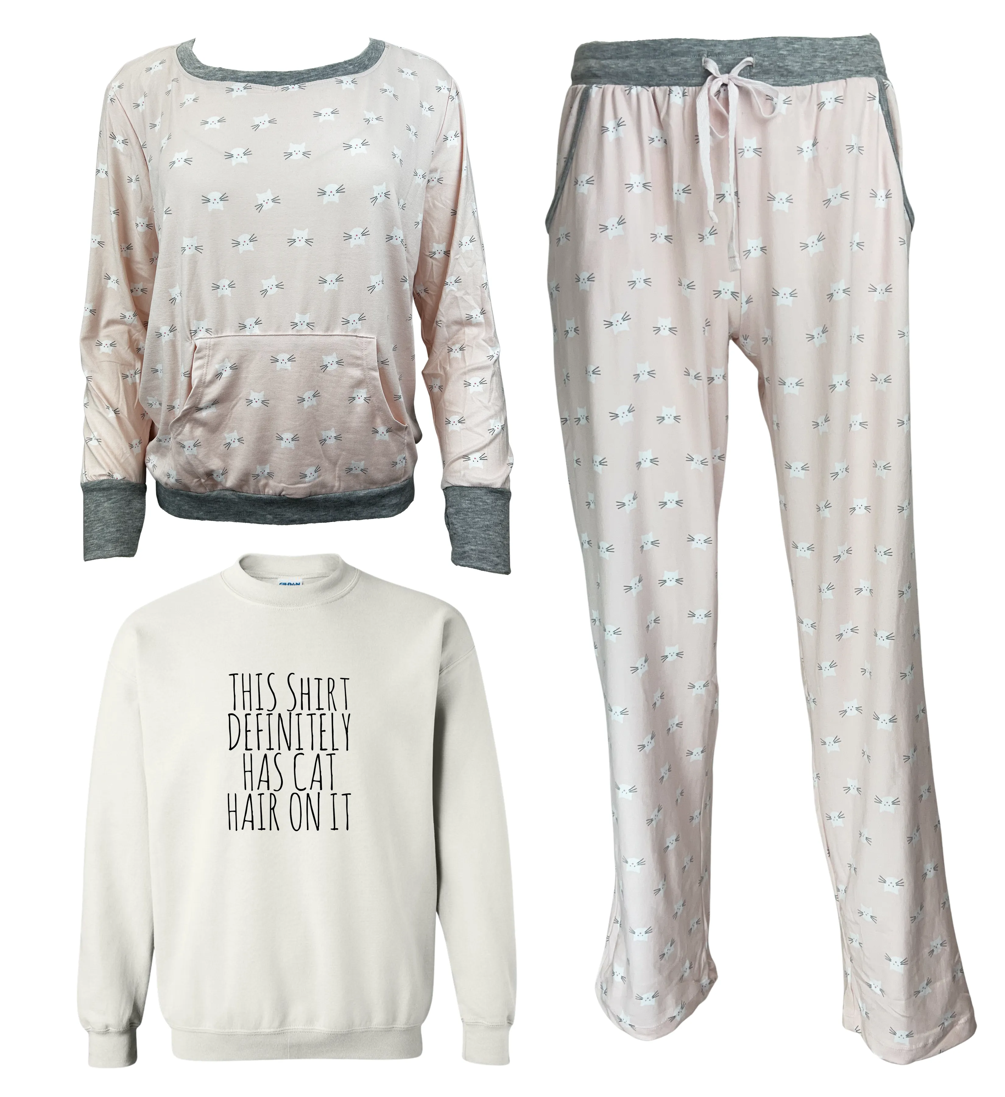 This Shirt Definitely Has Cat Hair On It Women's 3 Piece Pajama Set - In 3 Color Choices