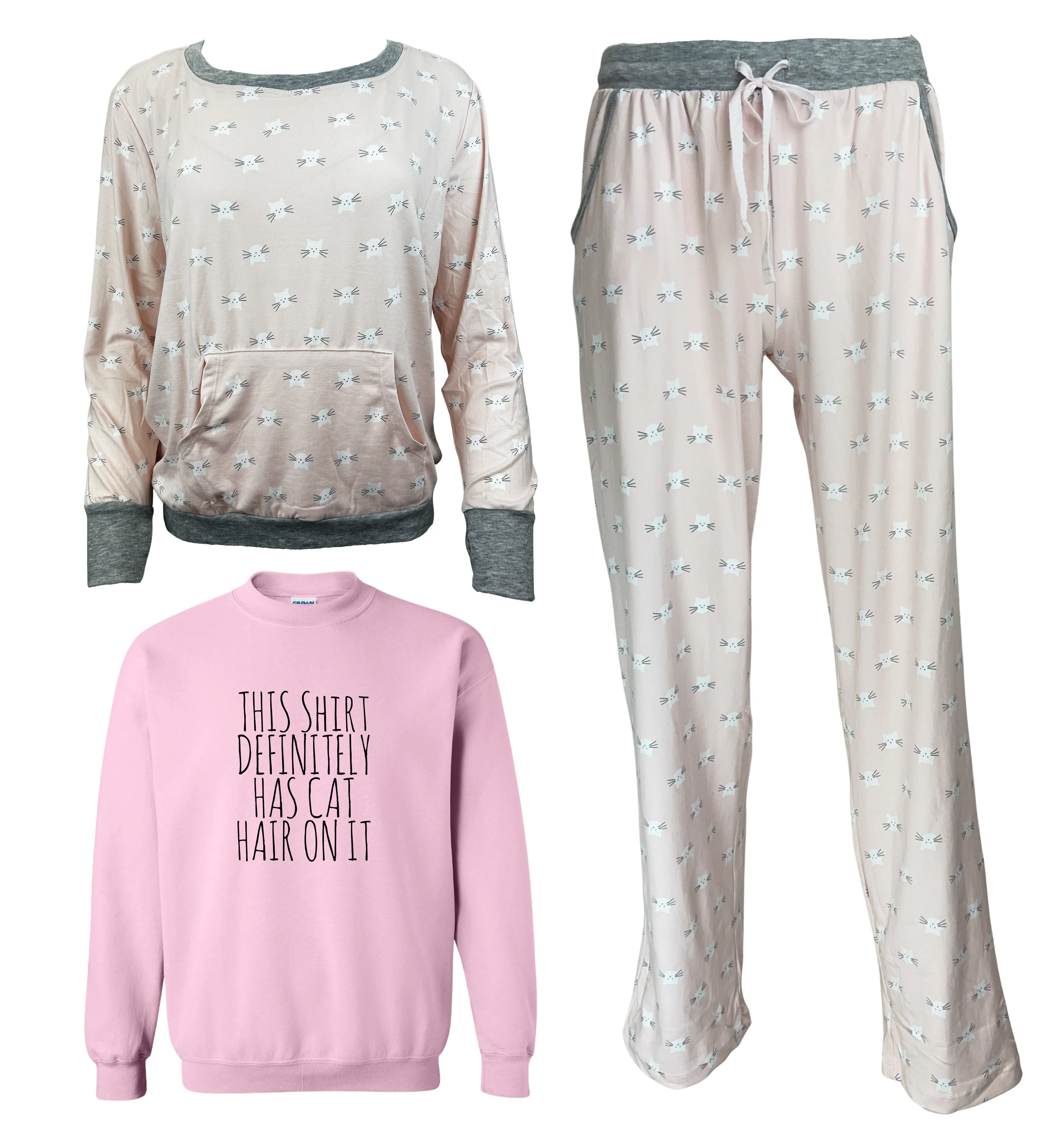 This Shirt Definitely Has Cat Hair On It Women's 3 Piece Pajama Set - In 3 Color Choices