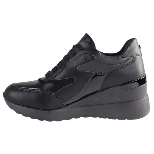 Tommy Bowe Ladies Wedge Trainers - Teneti - Black