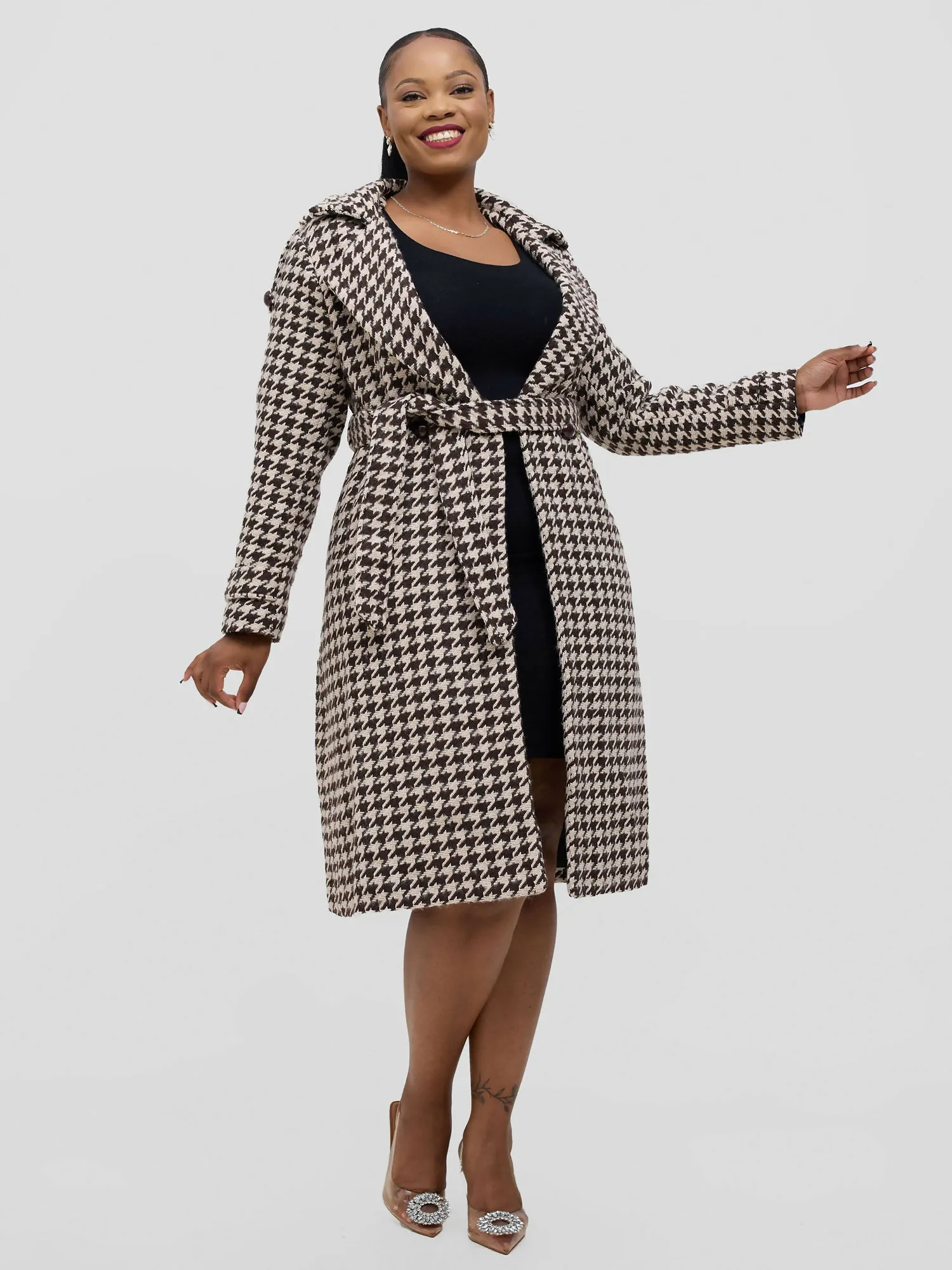Trench Coat Jacket - Brown / Beige