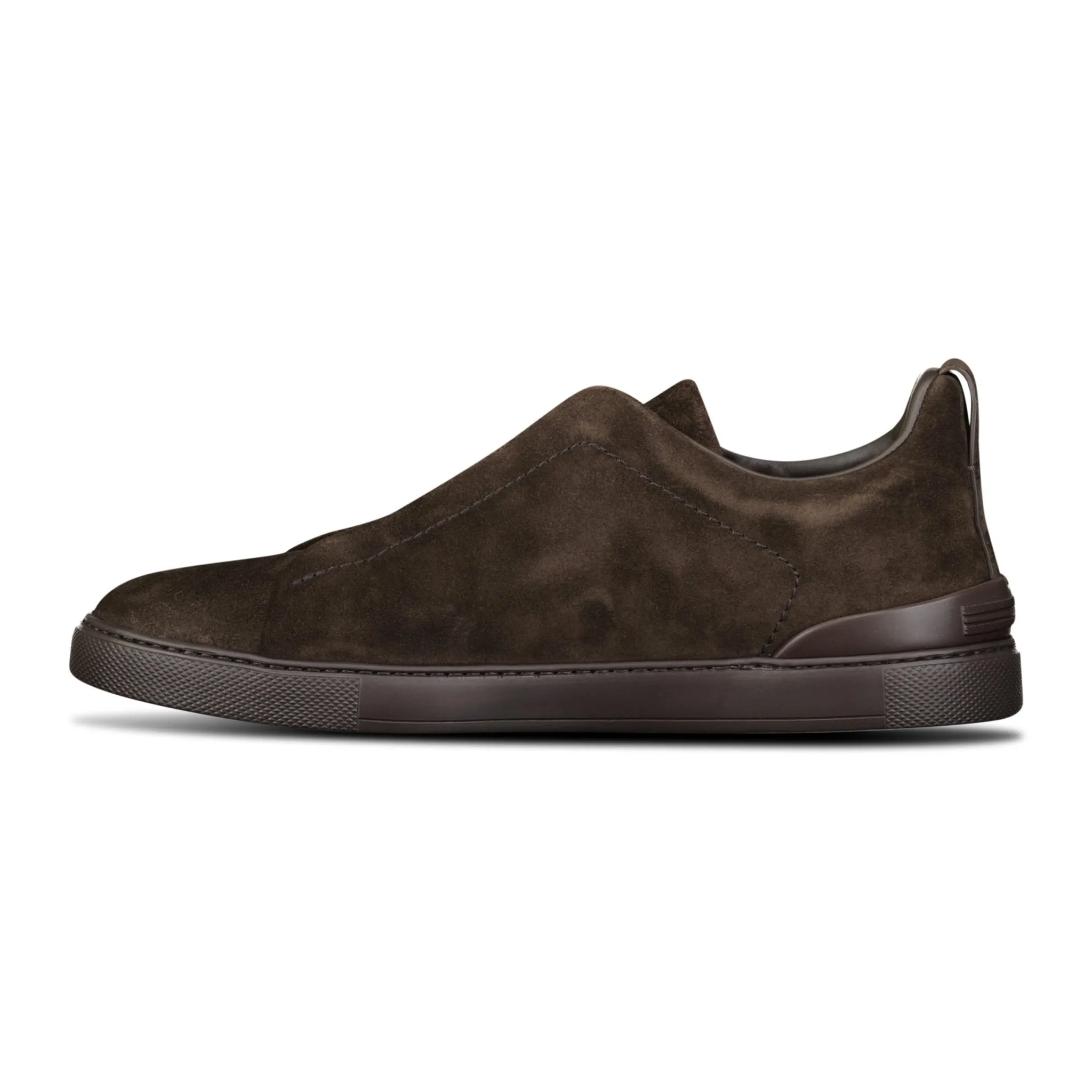 Triple Stitch Trainers Dark Brown Suede