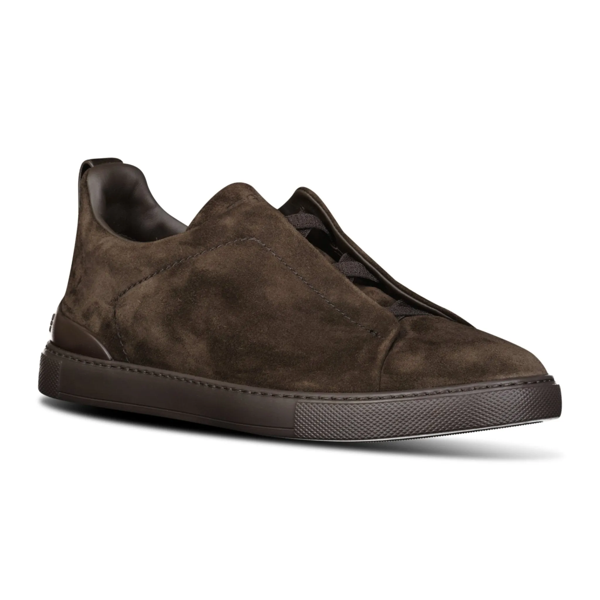 Triple Stitch Trainers Dark Brown Suede