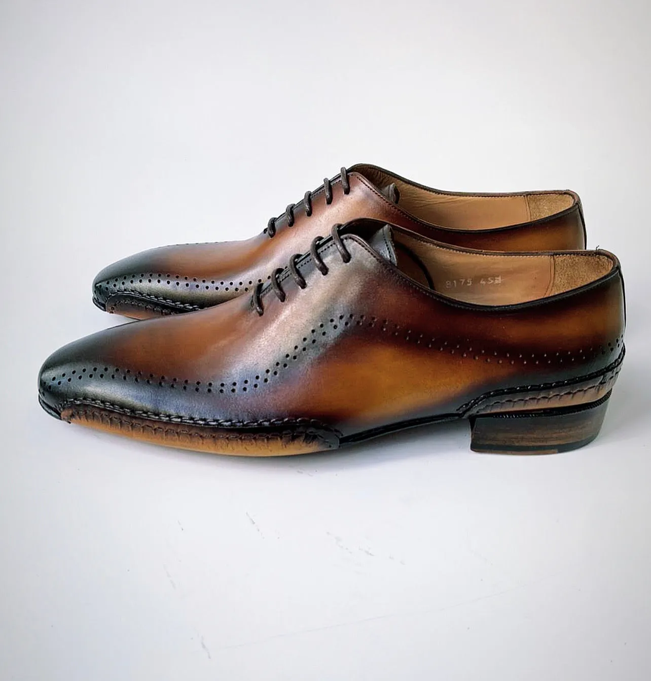 Tucci Di Lusso Mens Burnished Brown handmade Italian leather luxury lace-ups oxford dress shoes