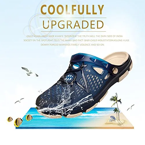 Unisex Non Slip Breathable Sport Slides（Blue）