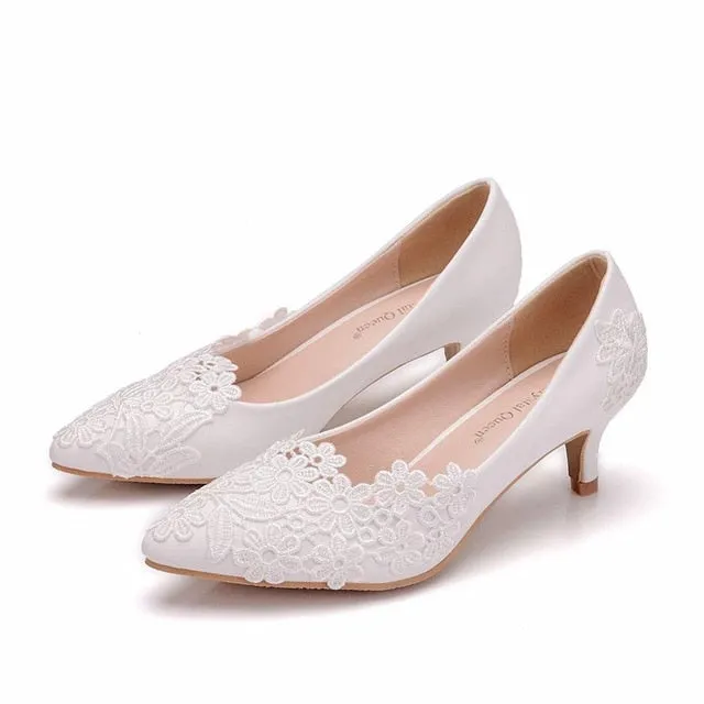 White Lace 8 Styles Bridal Pump Shoes