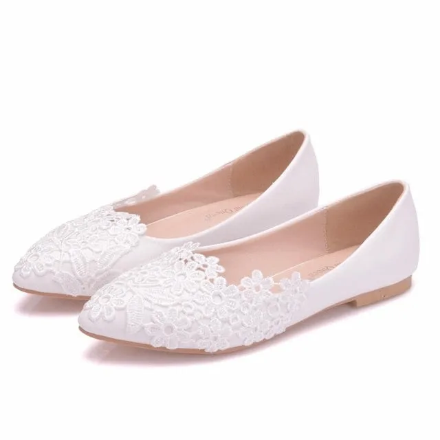 White Lace 8 Styles Bridal Pump Shoes