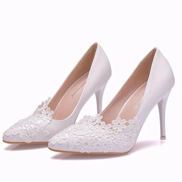 White Lace 8 Styles Bridal Pump Shoes