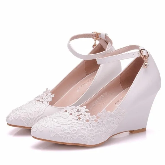 White Lace 8 Styles Bridal Pump Shoes