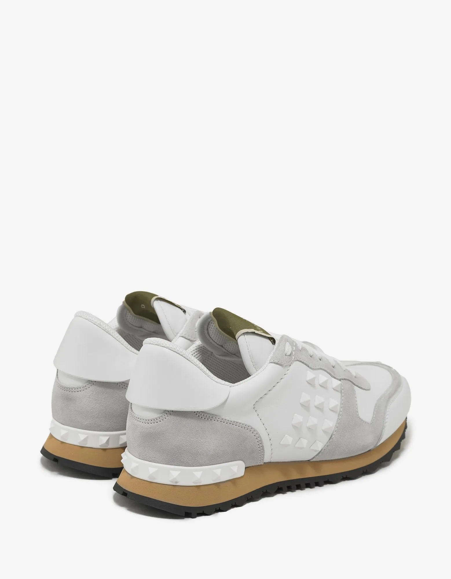 White Leather Rockstud Trainers