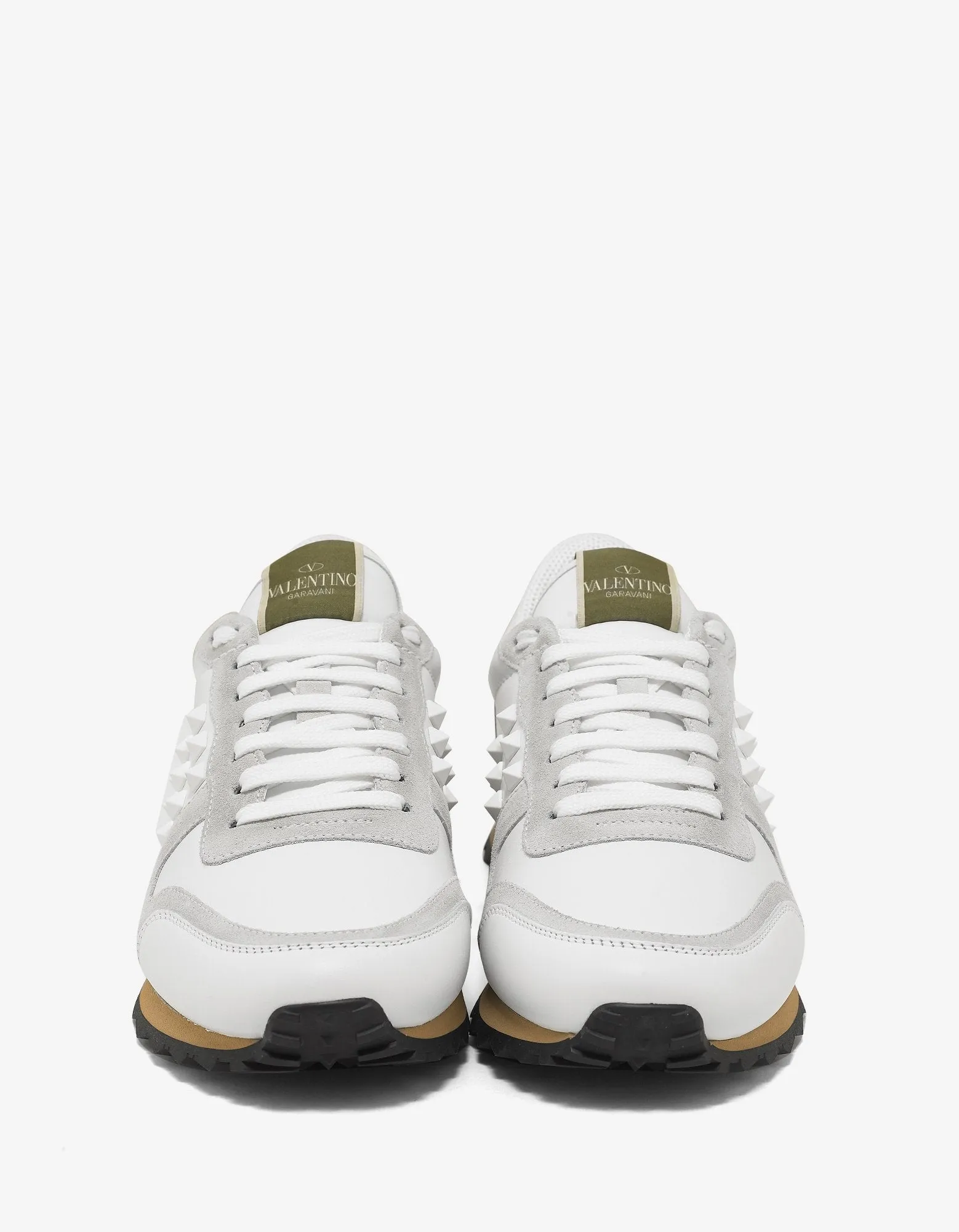 White Leather Rockstud Trainers