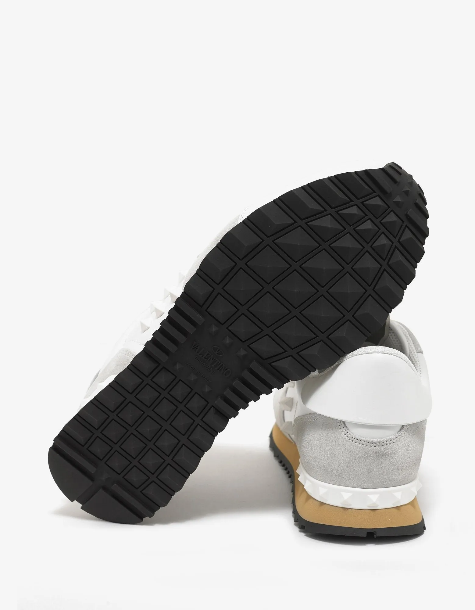 White Leather Rockstud Trainers