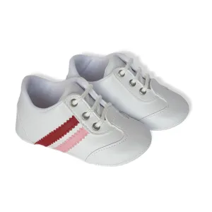 White With Pink and Red Stripes Sport Baby Shoes