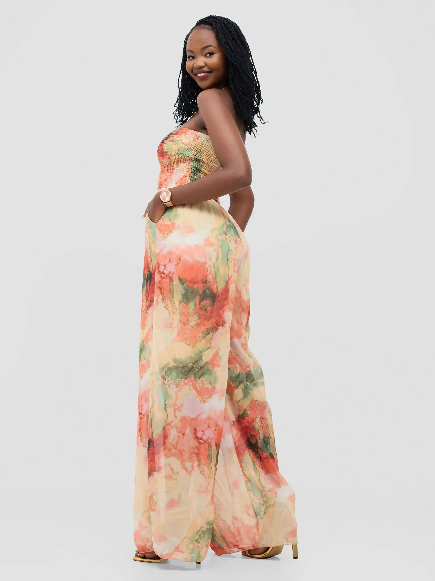 Wide Leg Jumpsuit - Multicolored