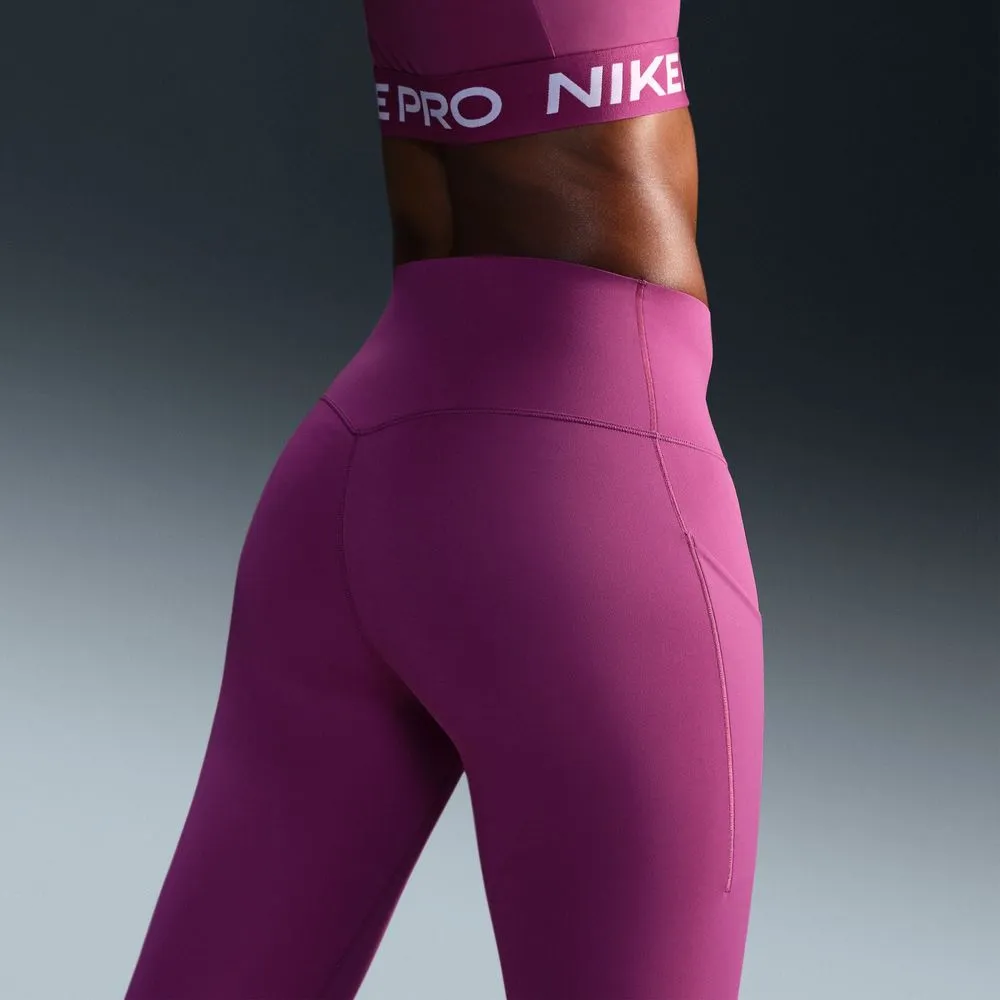 Womens Medium-Support High-Waisted 7/8 Leggings with Pockets - Hot Fuchsia/Black