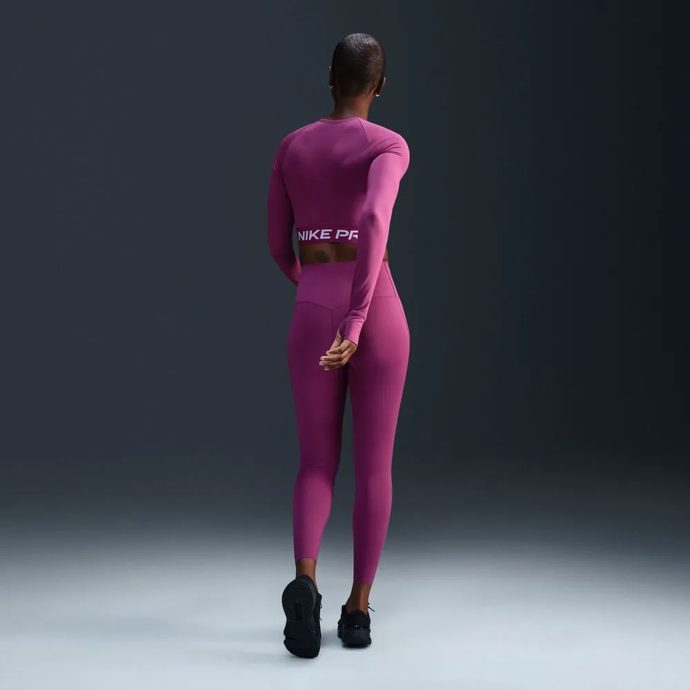 Womens Medium-Support High-Waisted 7/8 Leggings with Pockets - Hot Fuchsia/Black