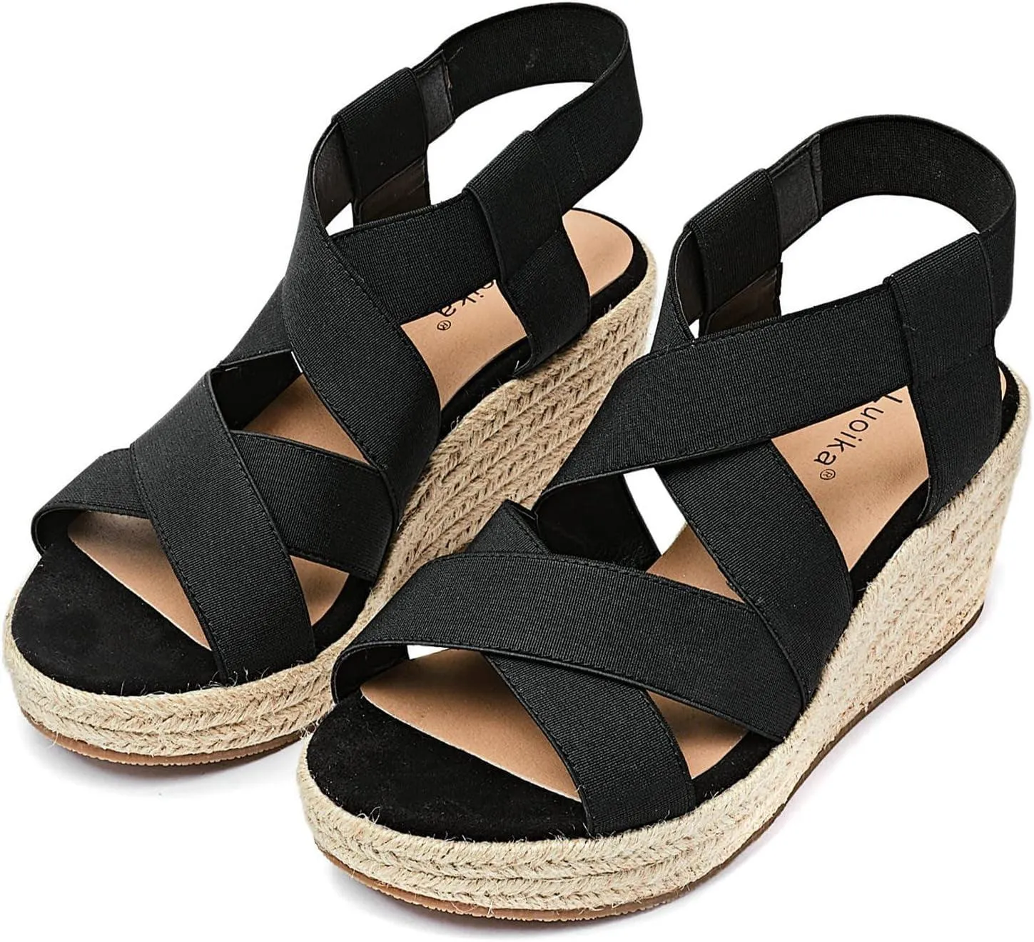 Women'S Wide Width Wedge Sandals, Ankle Strap Flat Low Wedge Platform Heel Sandal.