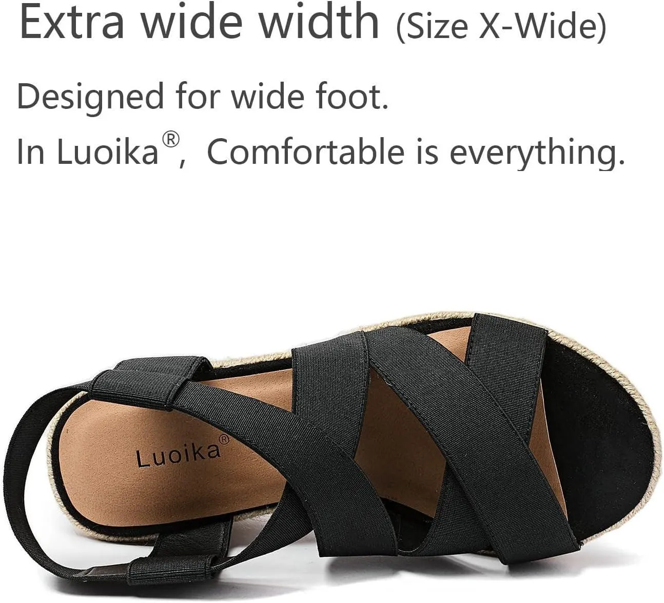 Women'S Wide Width Wedge Sandals, Ankle Strap Flat Low Wedge Platform Heel Sandal.