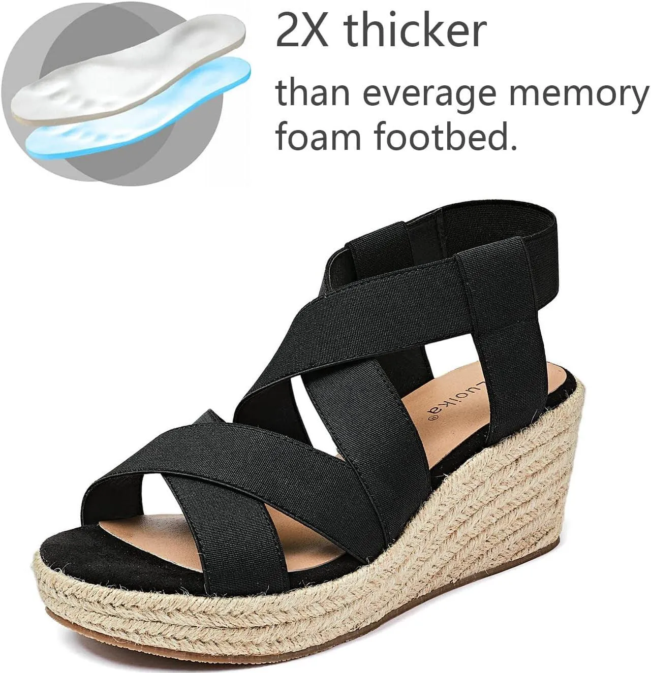 Women'S Wide Width Wedge Sandals, Ankle Strap Flat Low Wedge Platform Heel Sandal.