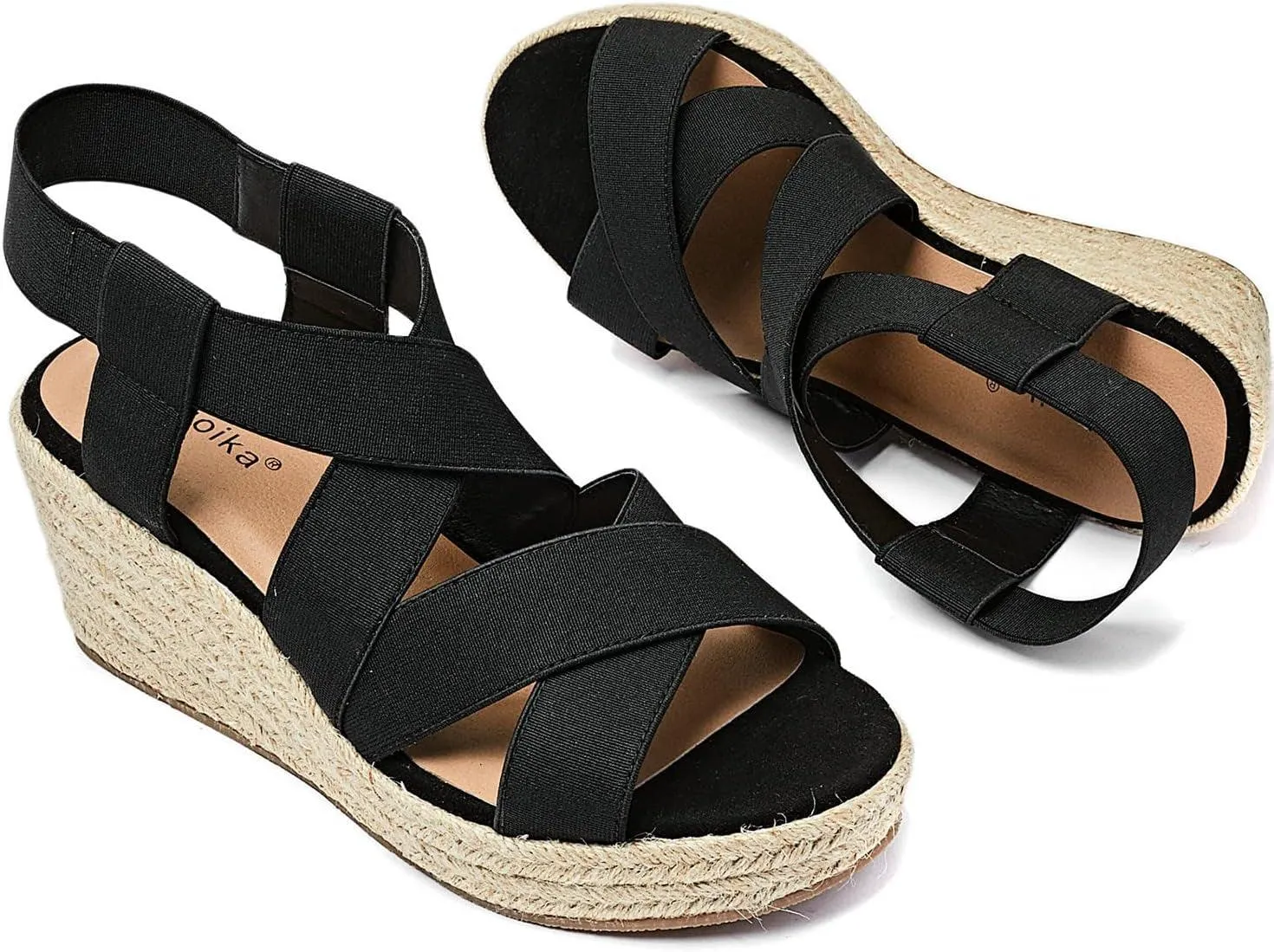Women'S Wide Width Wedge Sandals, Ankle Strap Flat Low Wedge Platform Heel Sandal.